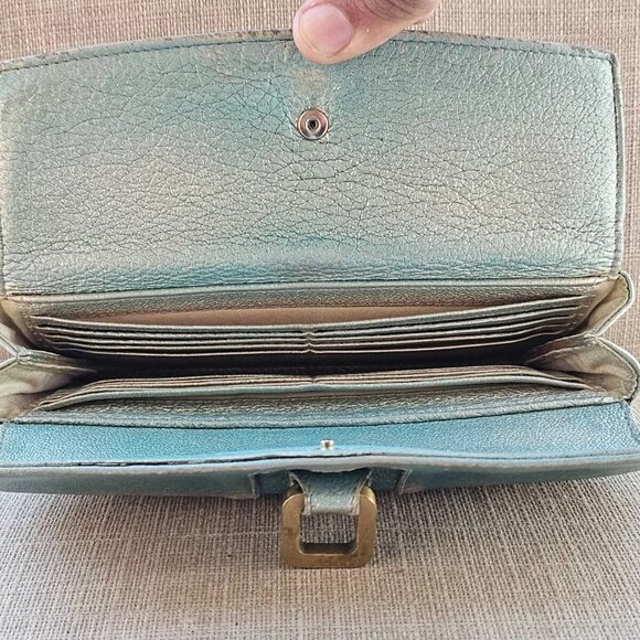 Jimmy Choo Women Cardholder Wristlet Clutch Blue Leather Purse Wallet Made Italy - Picture 10 of 14